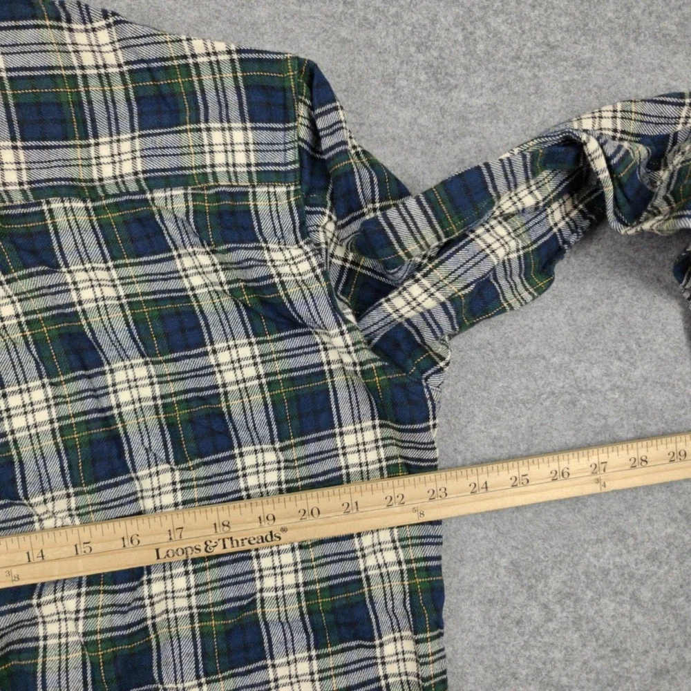 Woolrich Flannel Shirt Mens Medium Blue Plaid Cotton Long Sleeve Button‎ Casual